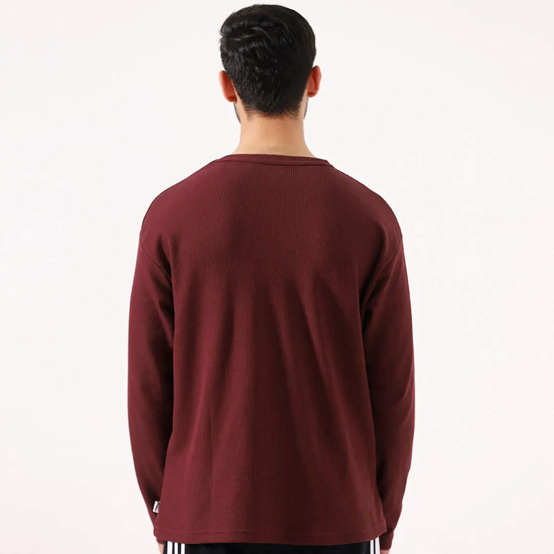 Burgundy Long Sleeve Waffle T-Shirt