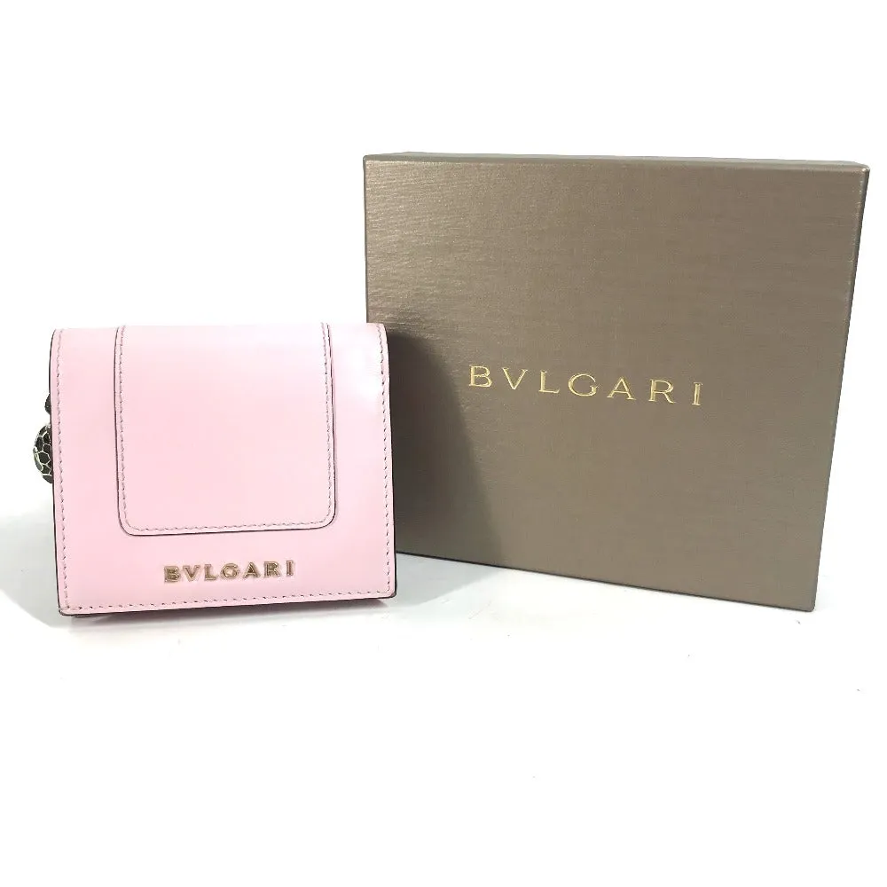 BVLGARI Trifold wallet leather pink Serpenti Women Used Authentic