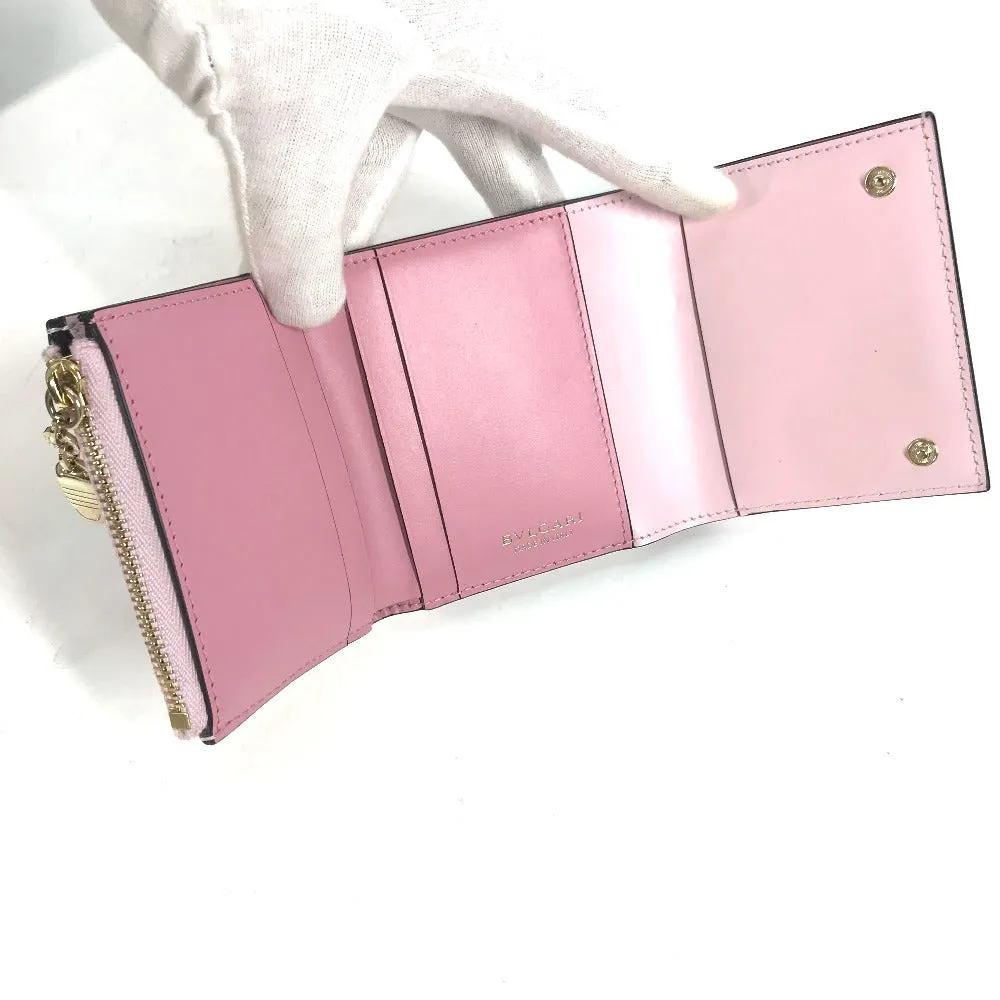 BVLGARI Trifold wallet leather pink Serpenti Women Used Authentic