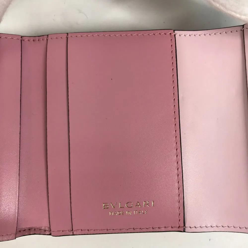 BVLGARI Trifold wallet leather pink Serpenti Women Used Authentic