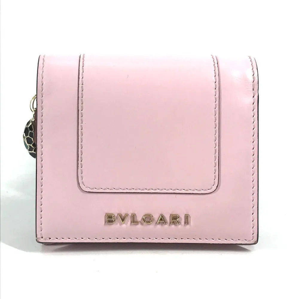 BVLGARI Trifold wallet leather pink Serpenti Women Used Authentic