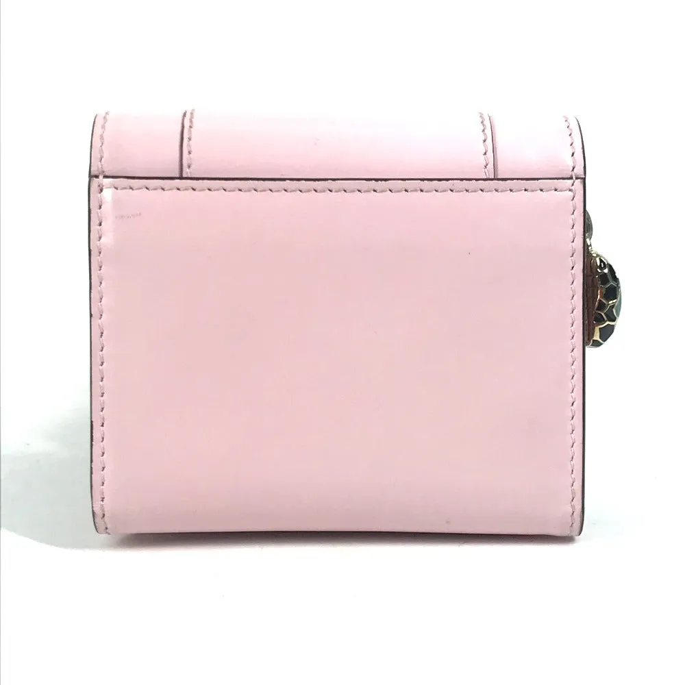 BVLGARI Trifold wallet leather pink Serpenti Women Used Authentic