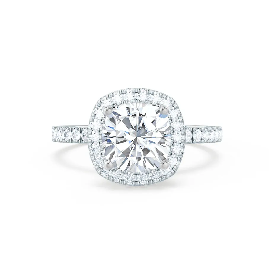 CASEADA - Cushion Moissanite & Diamond Platinum Halo Ring