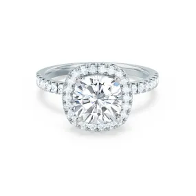 CASEADA - Cushion Moissanite & Diamond Platinum Halo Ring