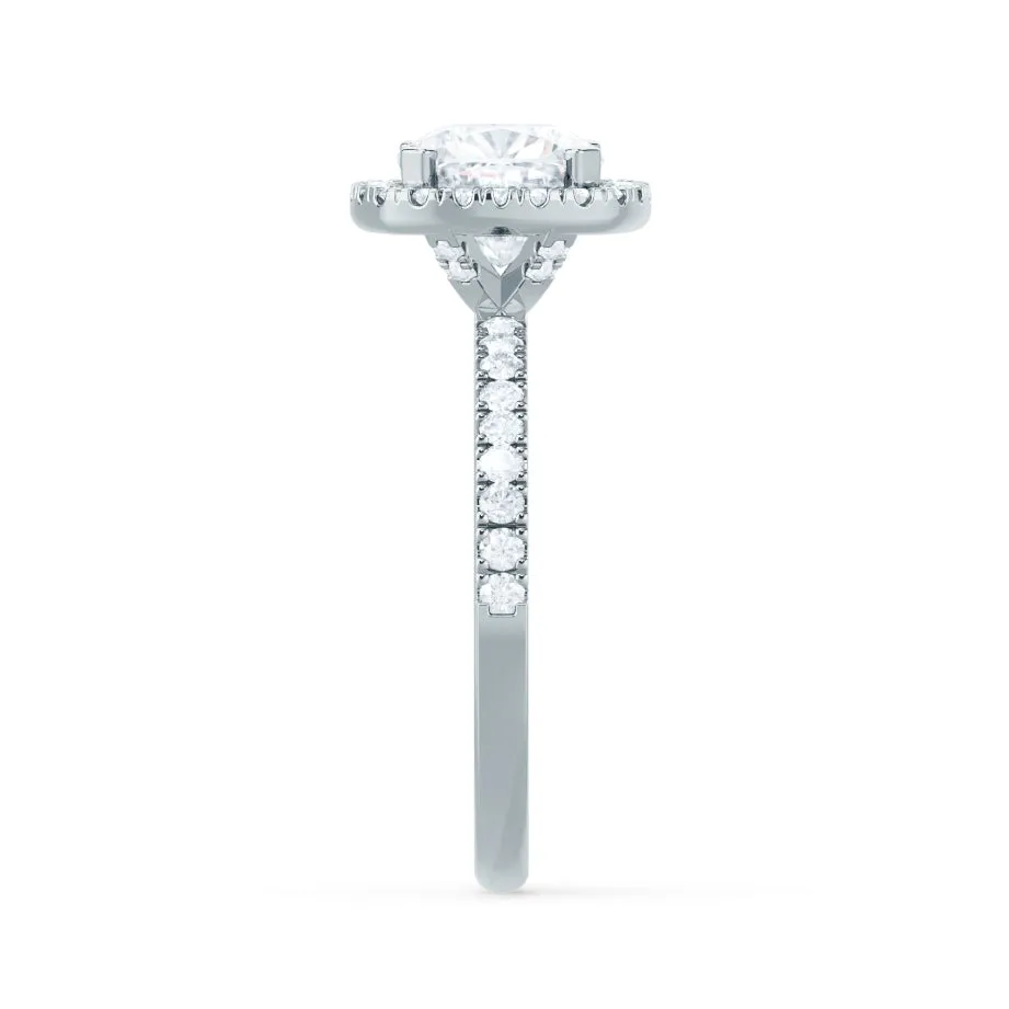 CASEADA - Cushion Moissanite & Diamond Platinum Halo Ring