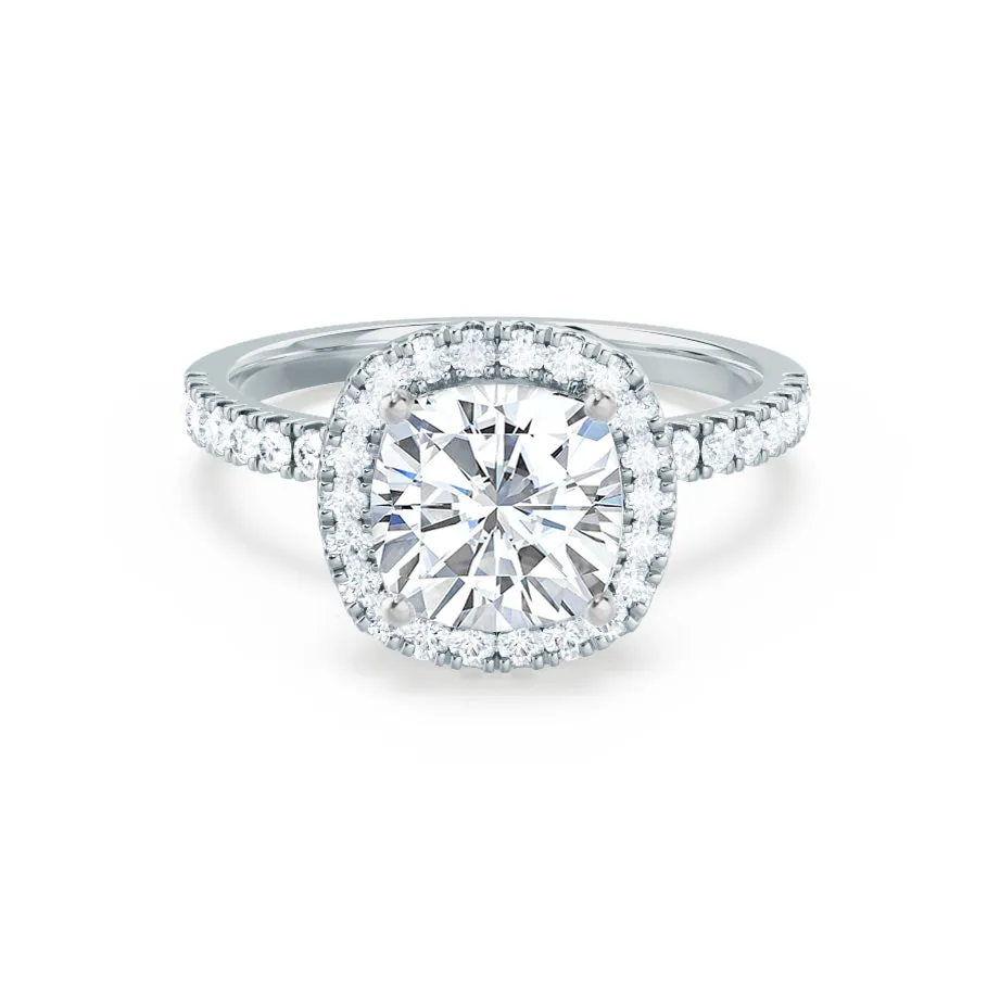 CASEADA - Cushion Moissanite & Diamond Platinum Halo Ring