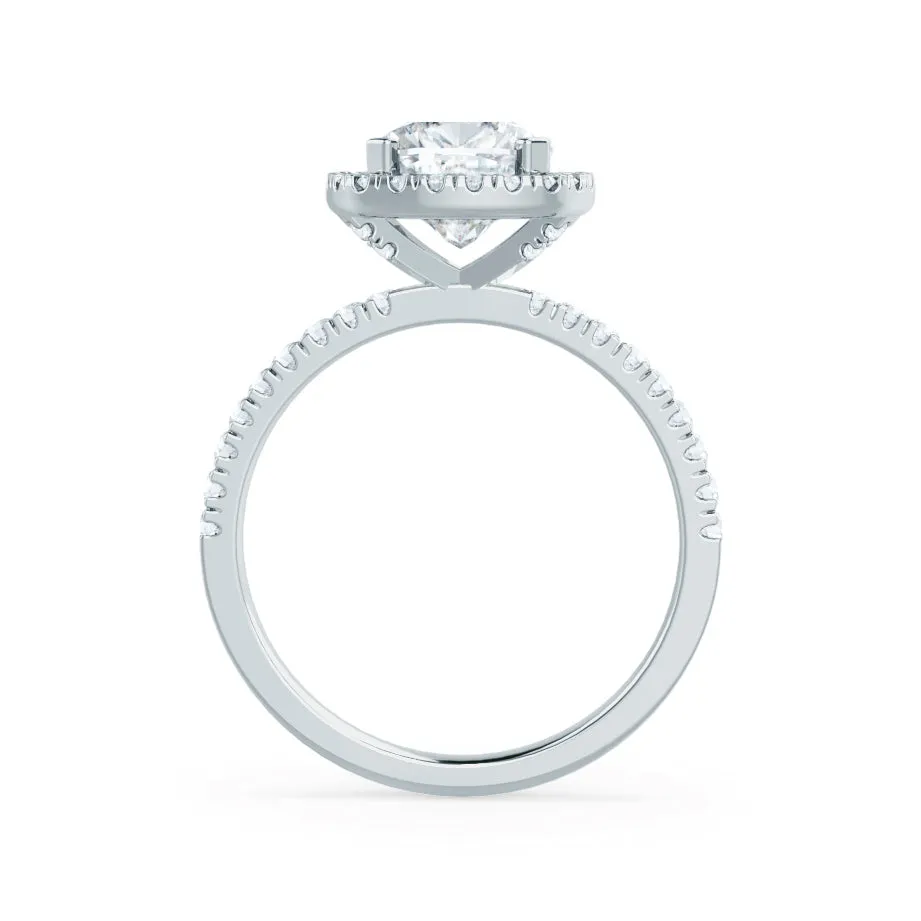 CASEADA - Cushion Moissanite & Diamond Platinum Halo Ring