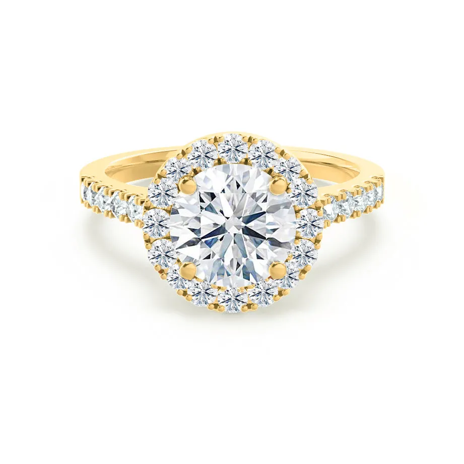 CECILY - Round Lab Diamond 18k Yellow Gold Shoulder Set Ring