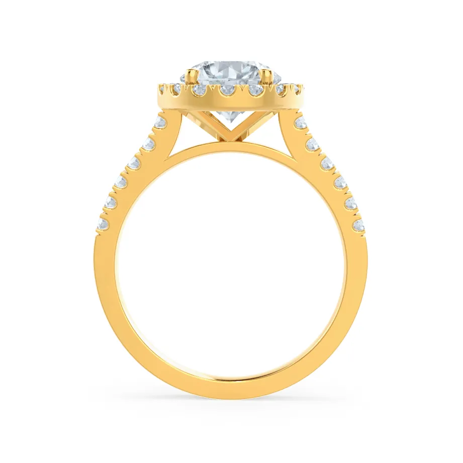 CECILY - Round Lab Diamond 18k Yellow Gold Shoulder Set Ring