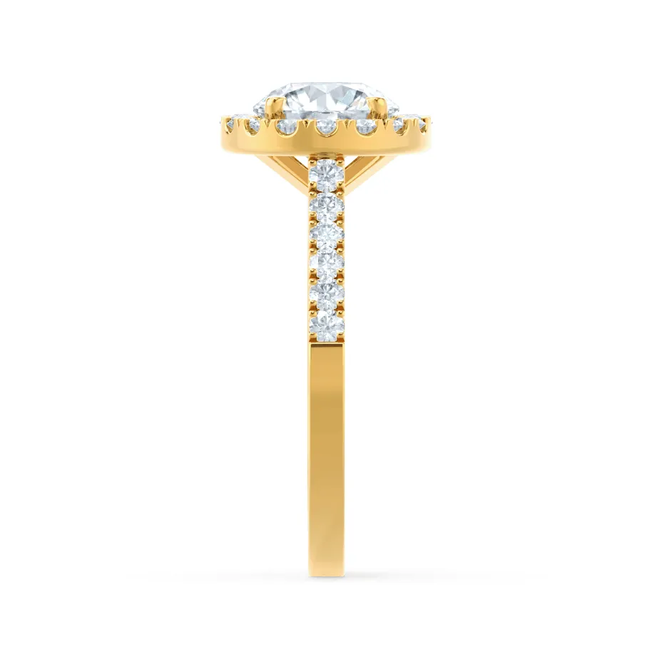 CECILY - Round Lab Diamond 18k Yellow Gold Shoulder Set Ring