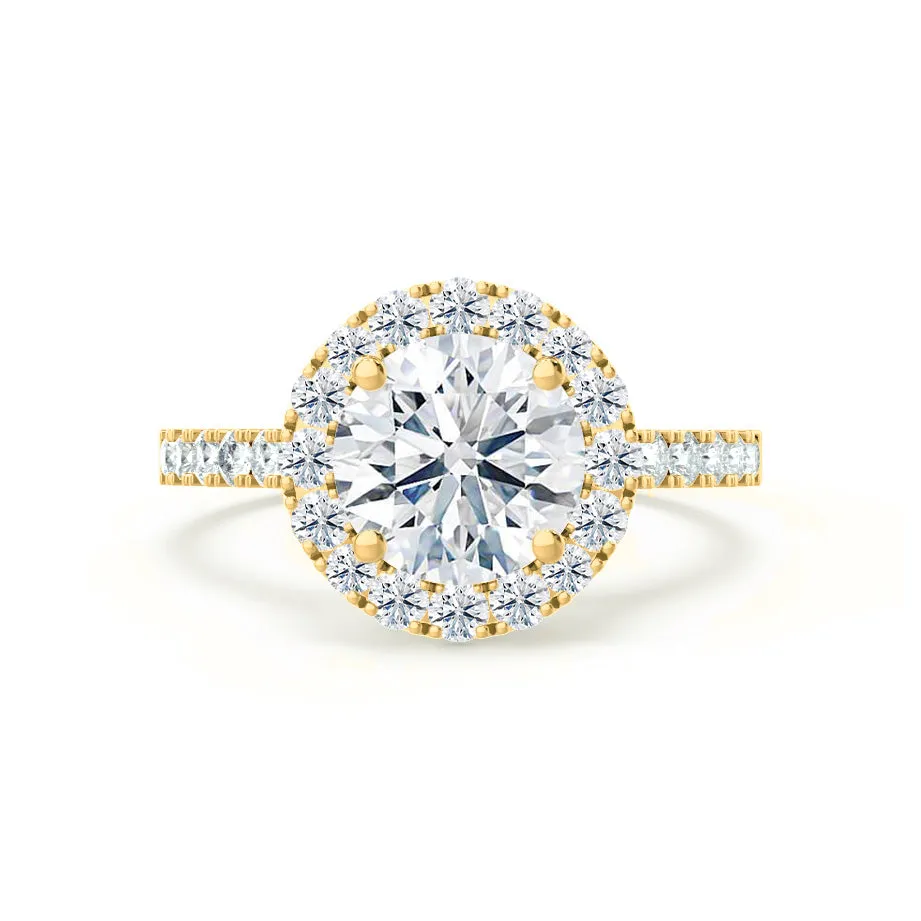 CECILY - Round Lab Diamond 18k Yellow Gold Shoulder Set Ring