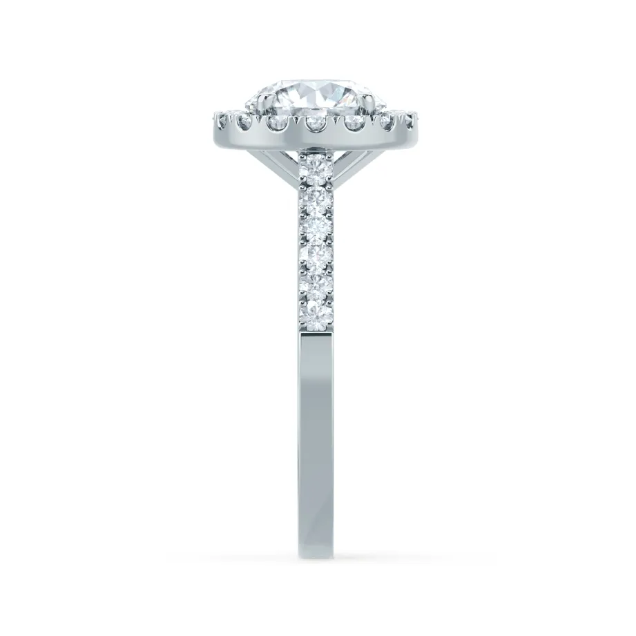 CECILY - Round Moissanite & Diamond 18k White Gold Halo