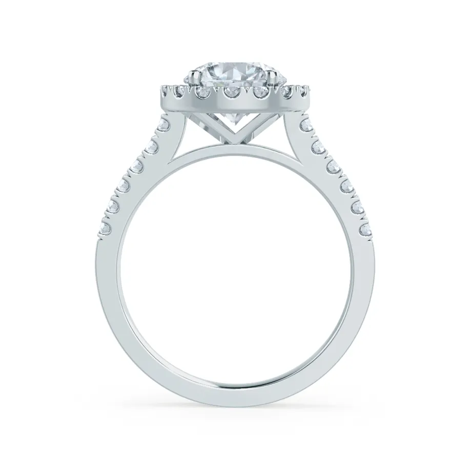 CECILY - Round Moissanite & Diamond 18k White Gold Halo