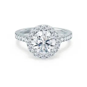 CECILY - Round Moissanite & Diamond 18k White Gold Halo