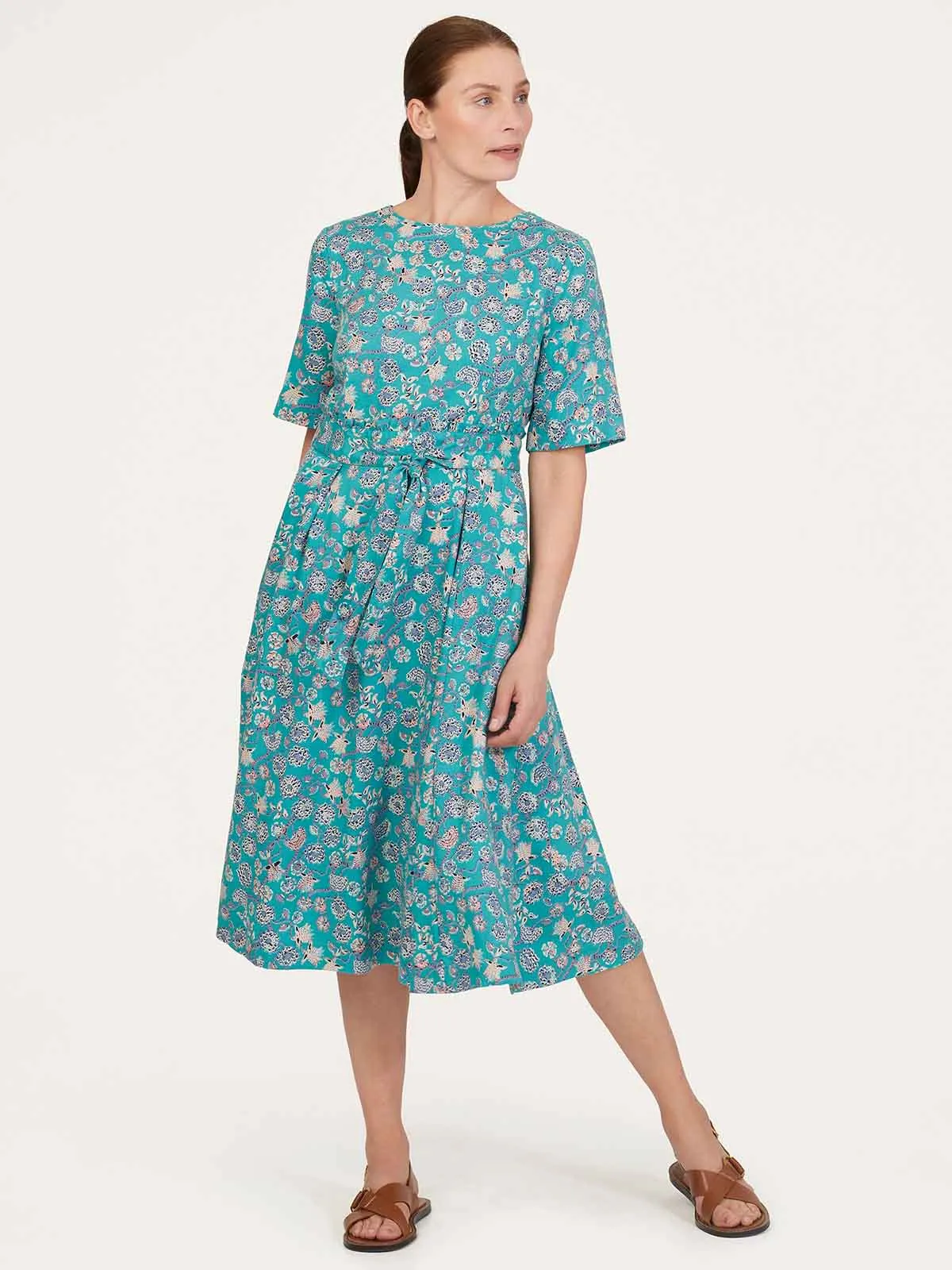 Chandri Tencel™ Crepe Belted Dress - Midori Green