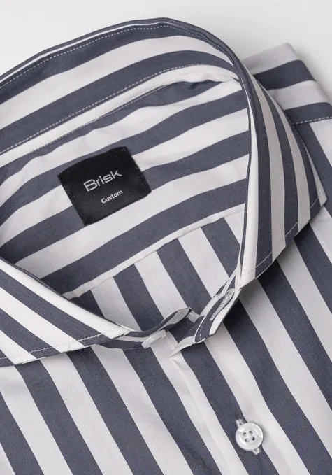 Charcoal Grey Bold Performance Stretch Stripes Shirt