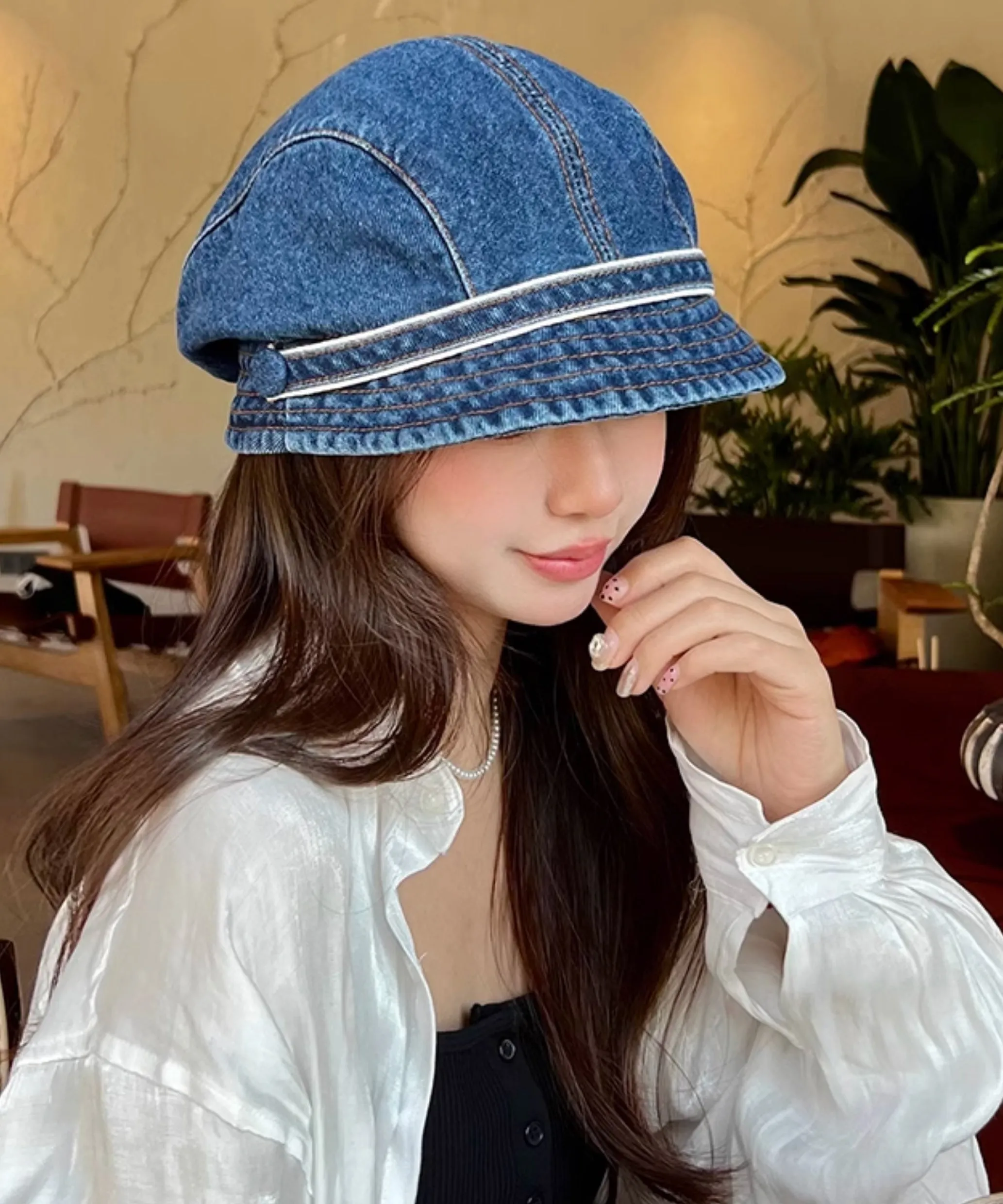 Chic Navy Patchwork Cowboy Beret Hat MM076