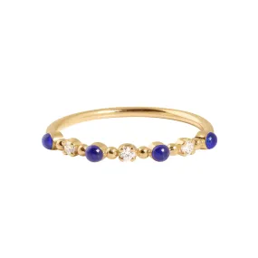 Classic Gigi 3 Diamond Lapis Ring, Yellow Gold, Size 4.75