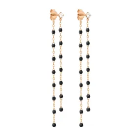 Classic Gigi dangling Black diamond earrings, Rose Gold