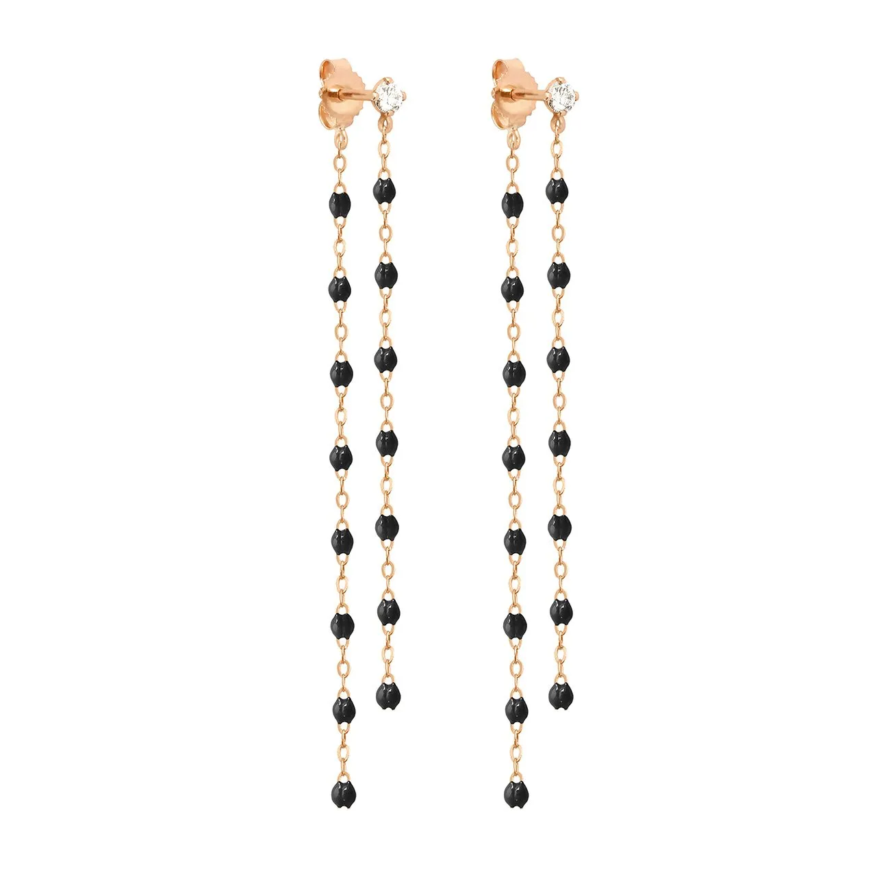 Classic Gigi dangling Black diamond earrings, Rose Gold