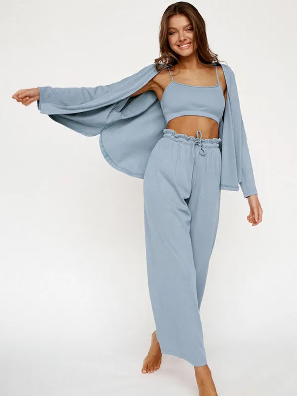 Comfortable women's pajamas  for home wear three-piece set