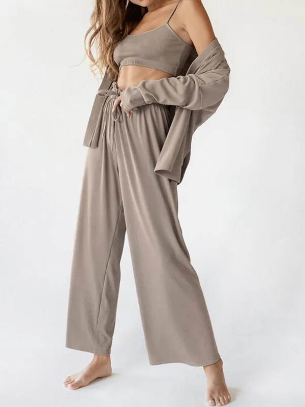 Comfortable women's pajamas  for home wear three-piece set