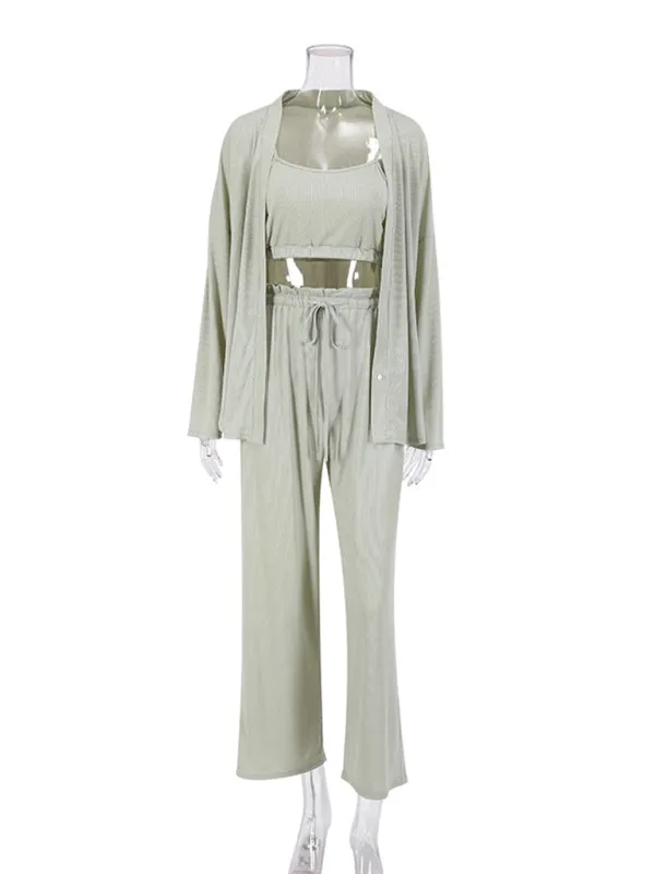 Comfortable women's pajamas  for home wear three-piece set