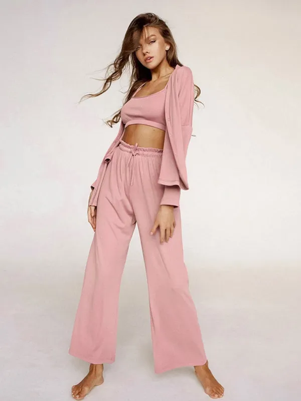 Comfortable women's pajamas  for home wear three-piece set