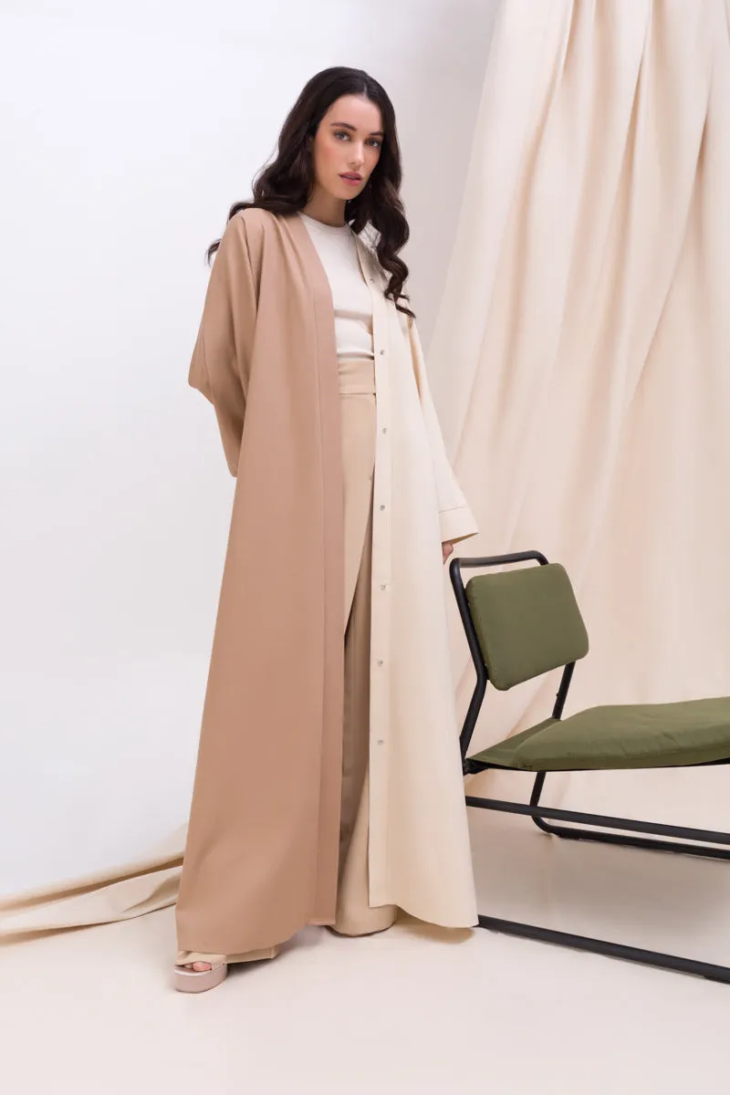 Cotton Linen Abaya in Beige