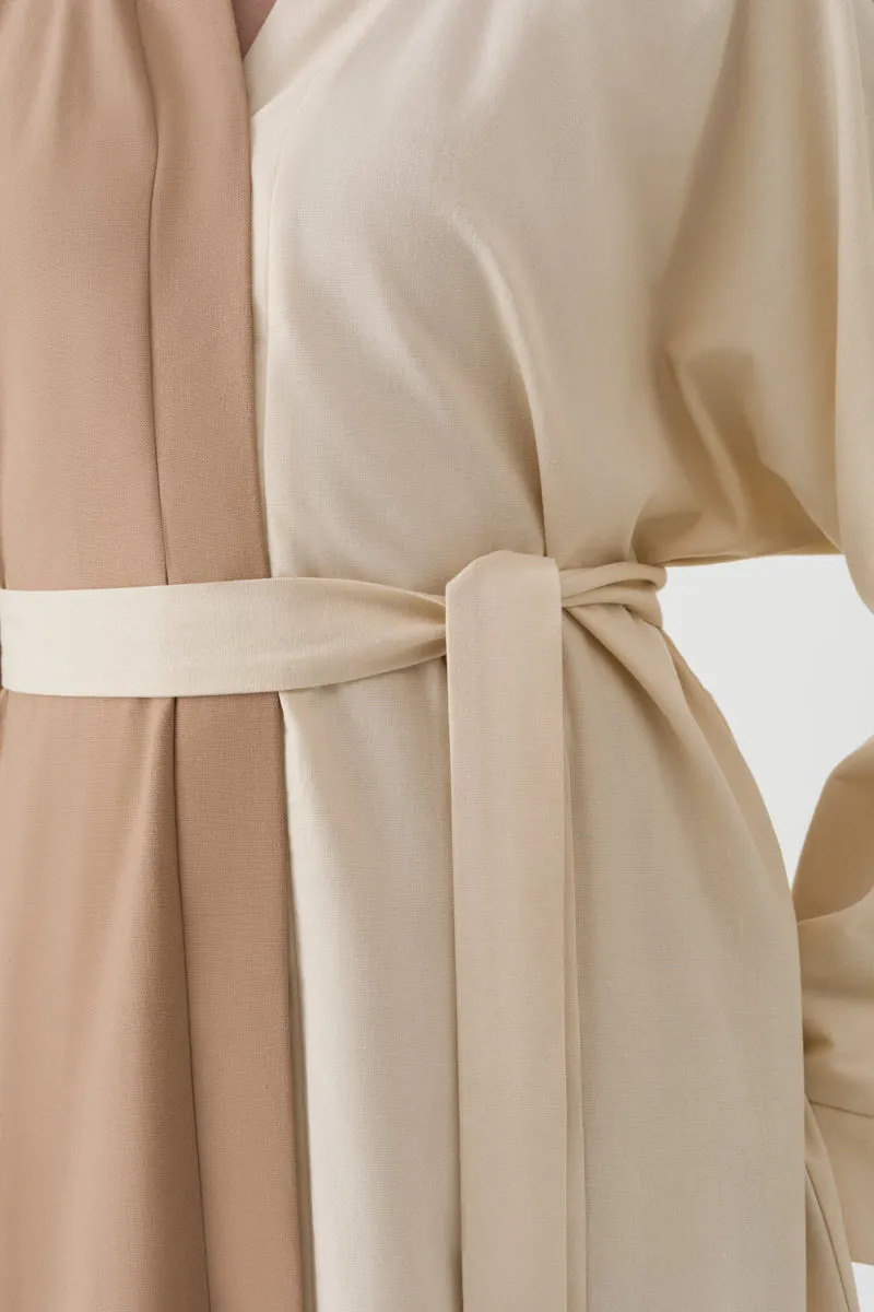 Cotton Linen Abaya in Beige