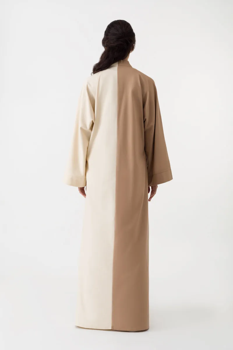 Cotton Linen Abaya in Beige