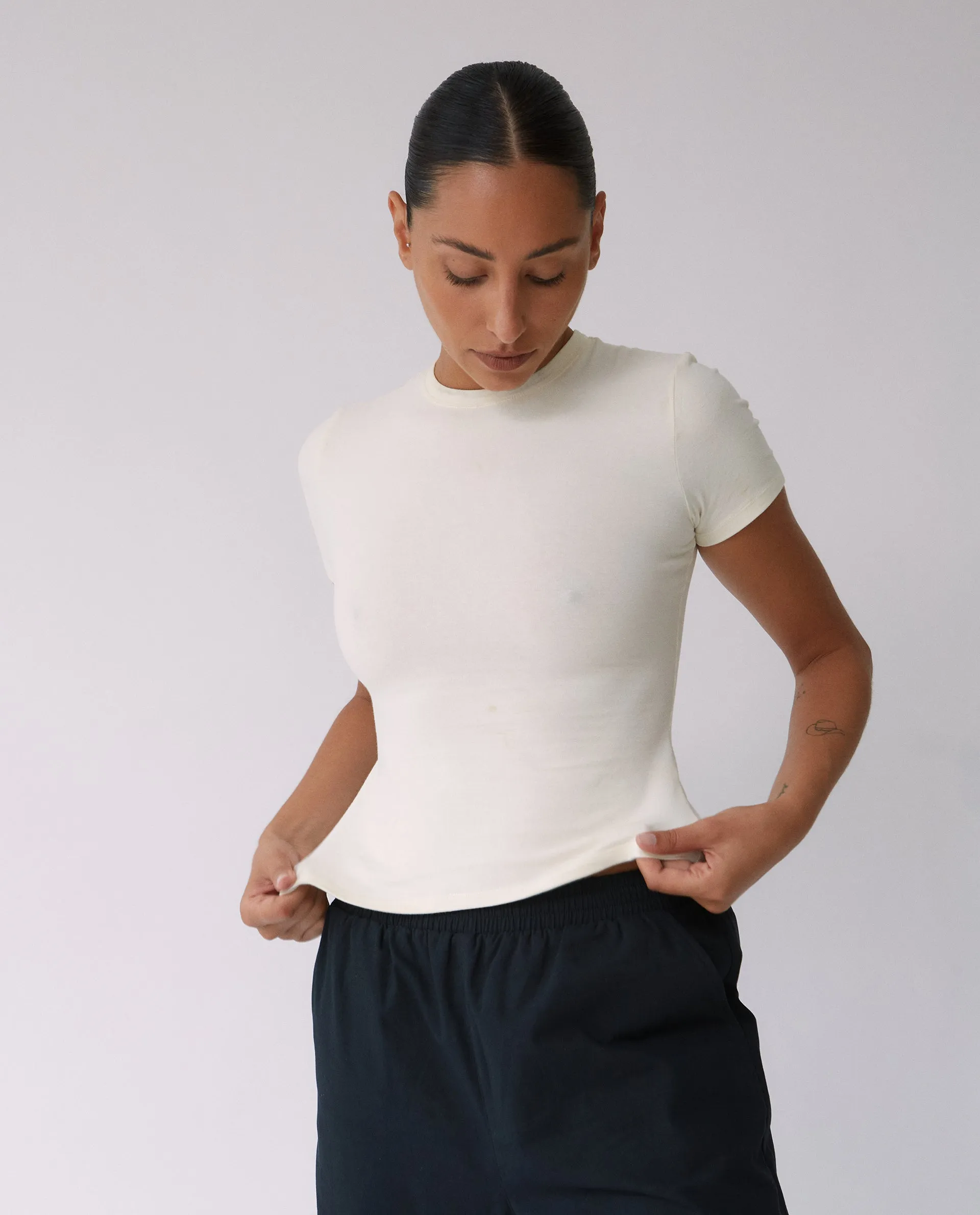 Cotton Short Sleeve Top - Marshmallow White