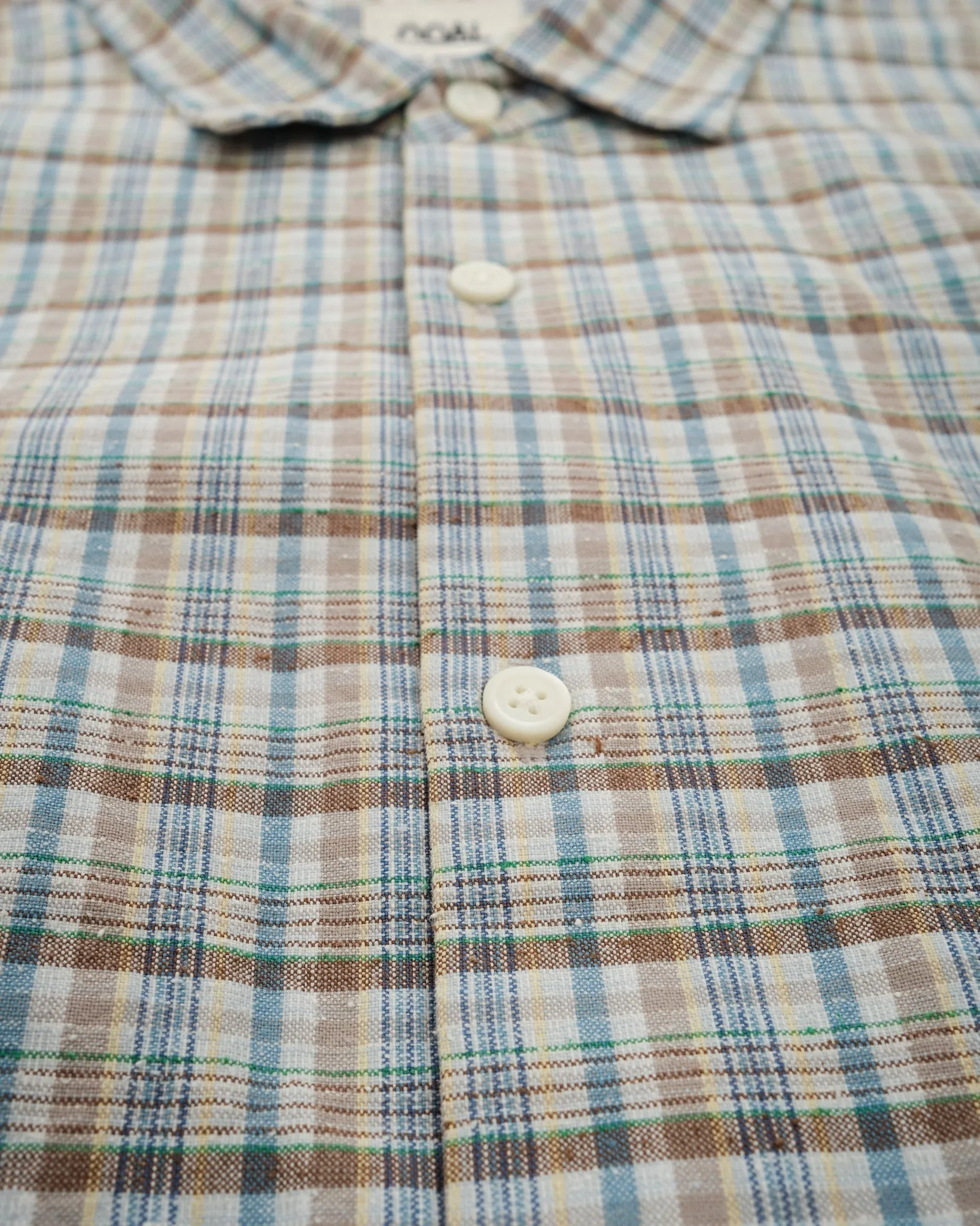 Cotton Silk Euro Check Shirt Sax