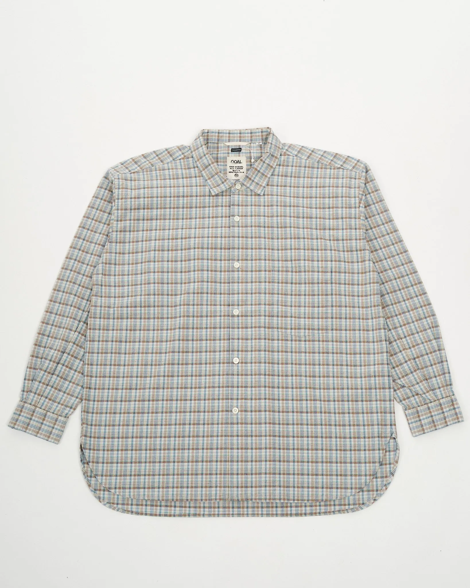 Cotton Silk Euro Check Shirt Sax