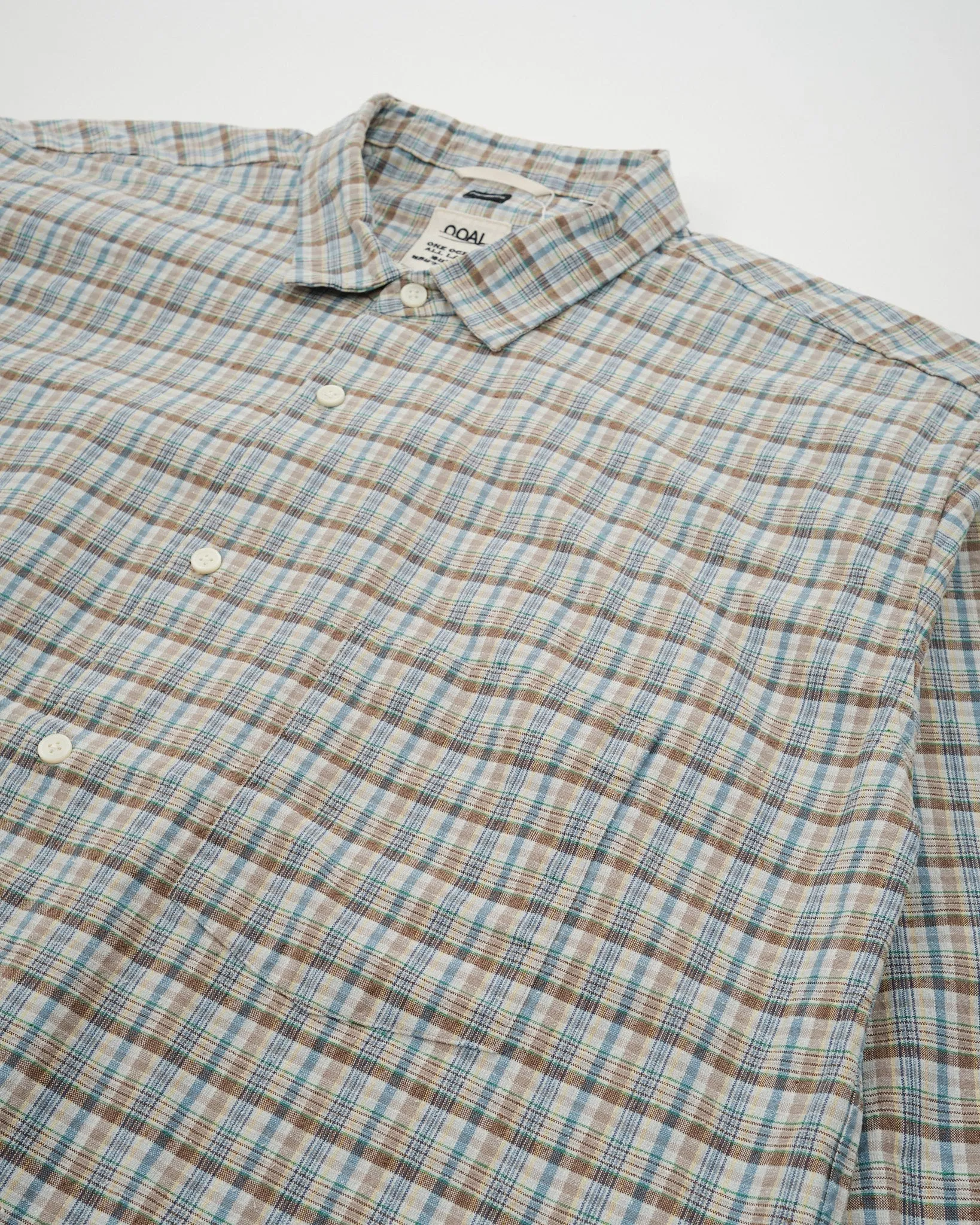 Cotton Silk Euro Check Shirt Sax