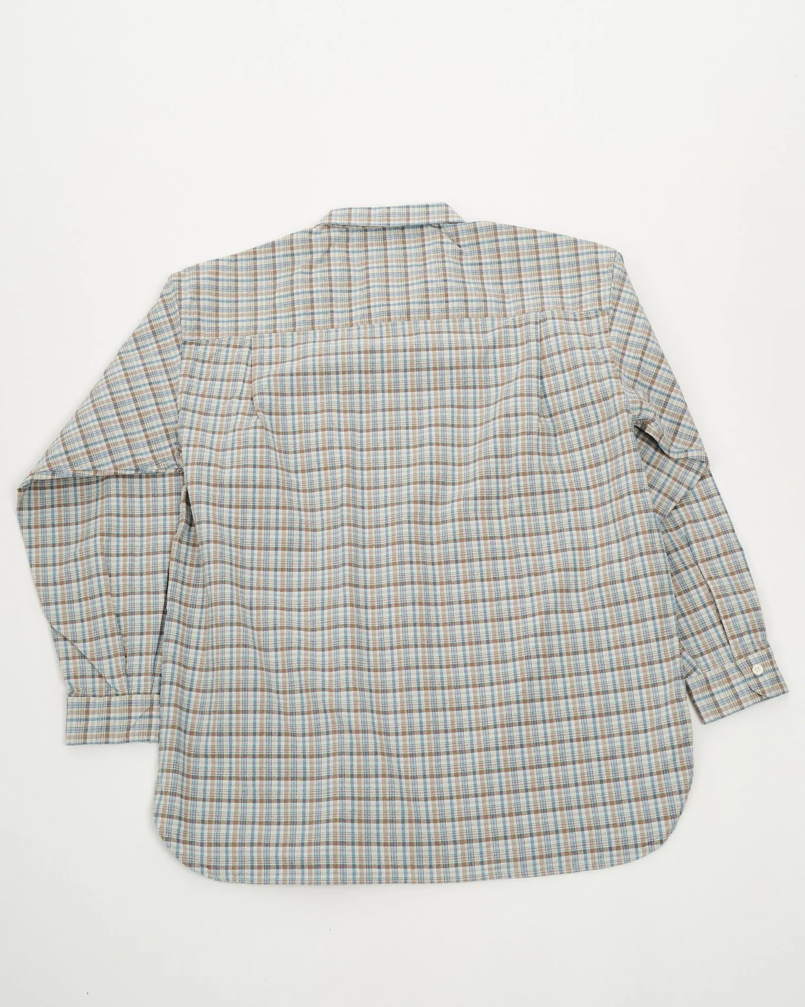 Cotton Silk Euro Check Shirt Sax