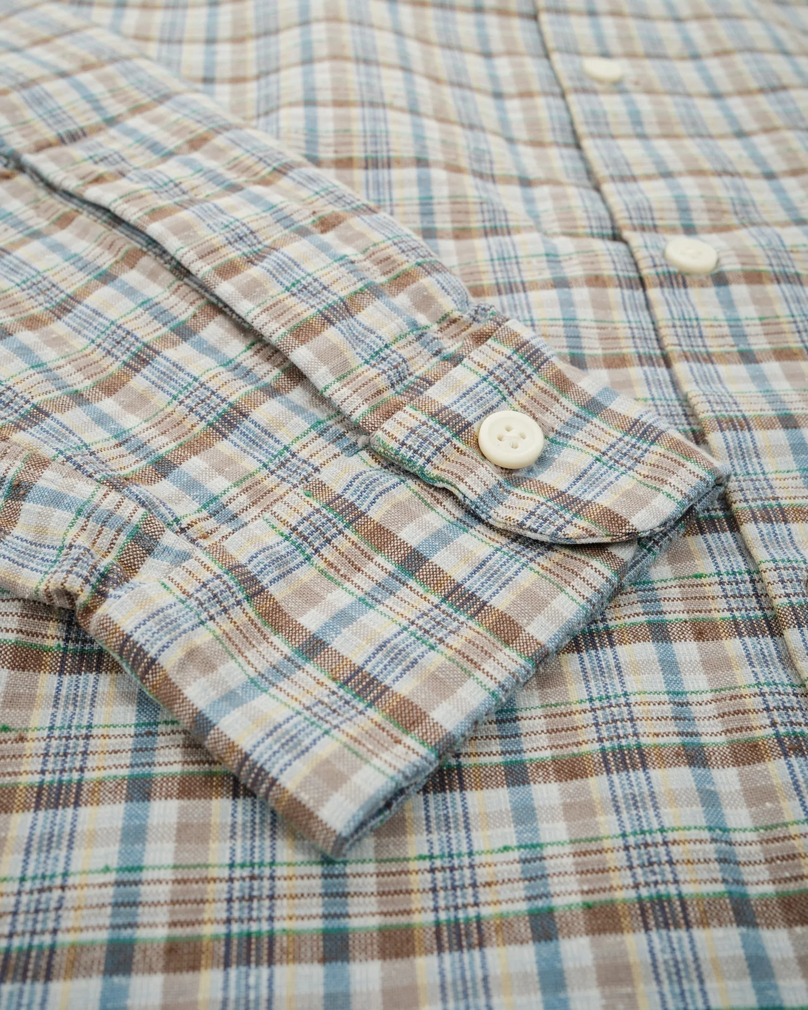 Cotton Silk Euro Check Shirt Sax