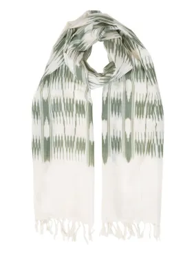 Cream & Olive Banded Stripes Scarf