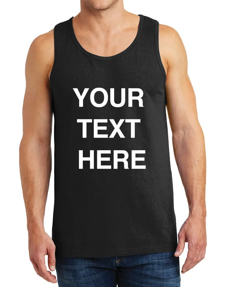 Create Your Own Text – Men Heavy Cotton Classic Fit Round Neck Tank Top – XS~3XL