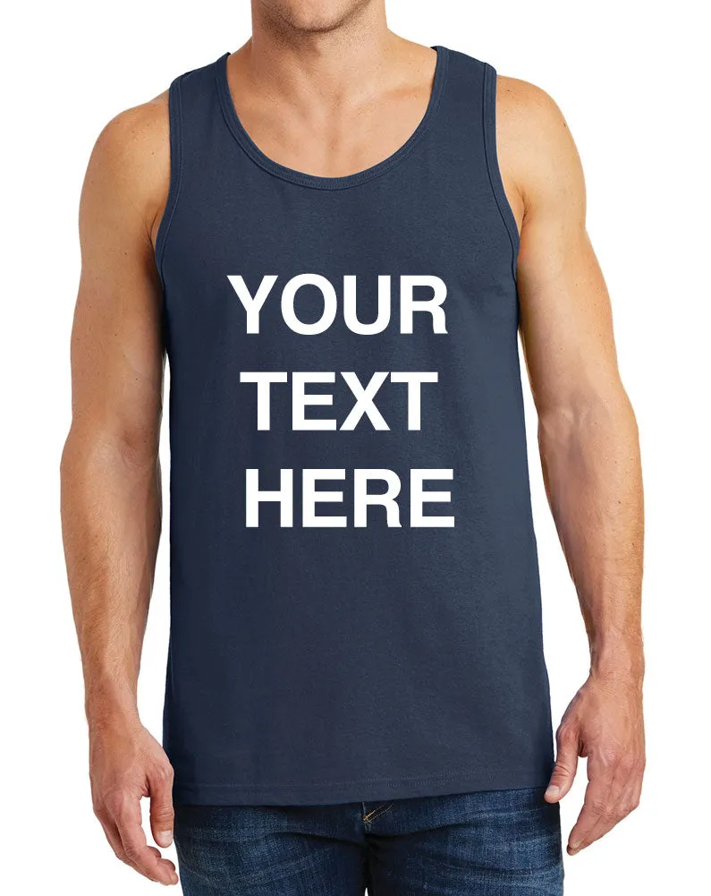 Create Your Own Text – Men Heavy Cotton Classic Fit Round Neck Tank Top – XS~3XL