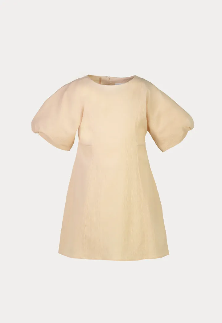 Crepe Raglan Puff Dress