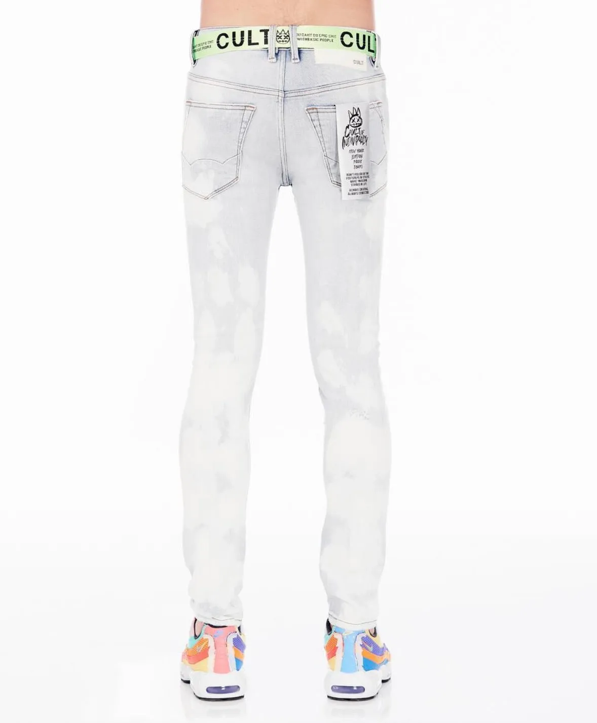 Cult Of Individuality Belted Bleach Skinny Jeans