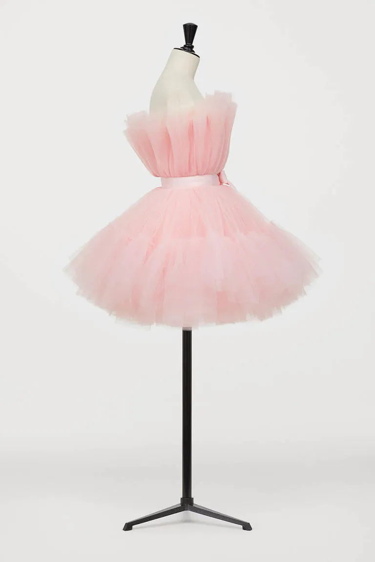 Cute Strapless Tulle Short Homecoming Dresses