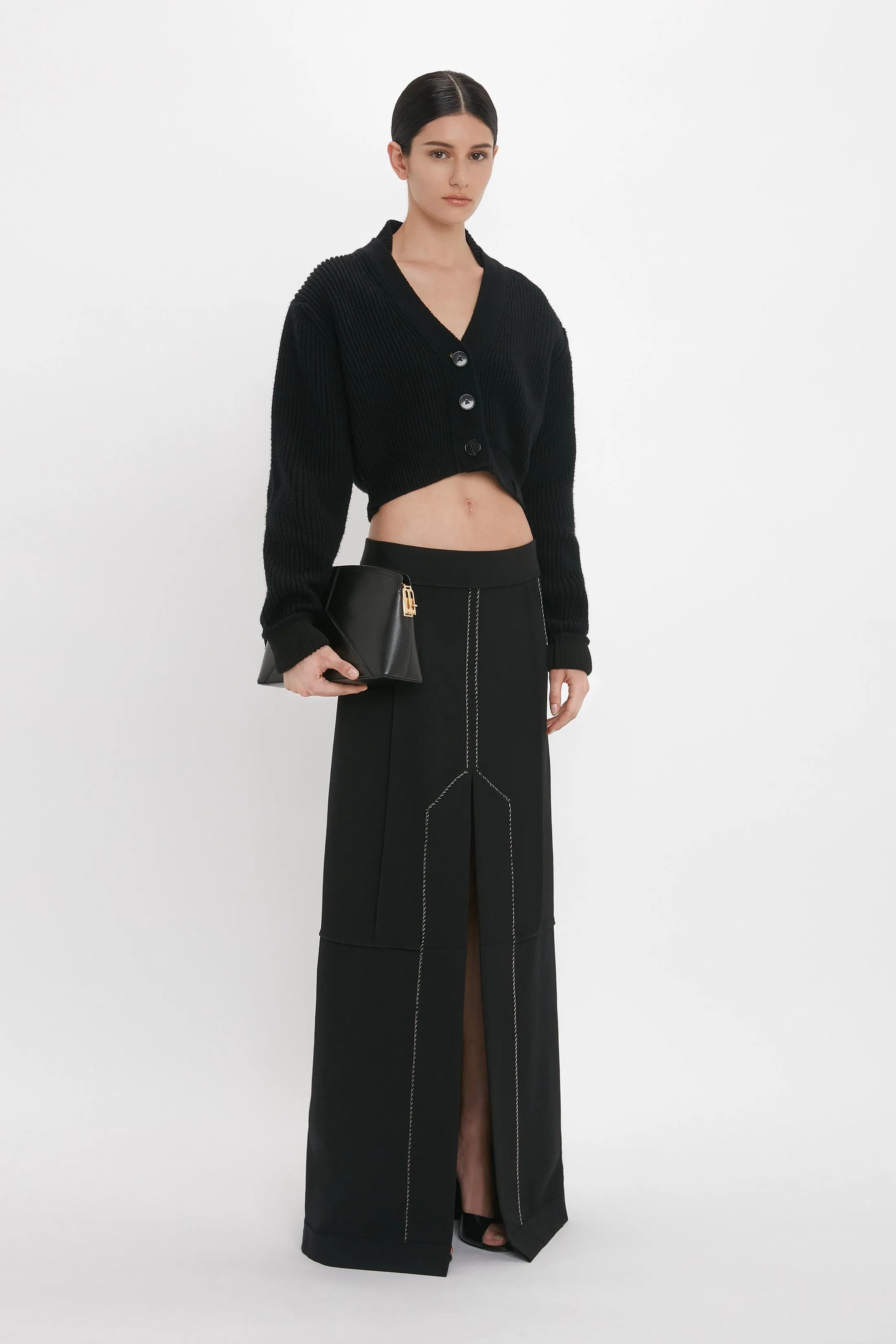 Deconstructed Floor-Length Skirt In Black