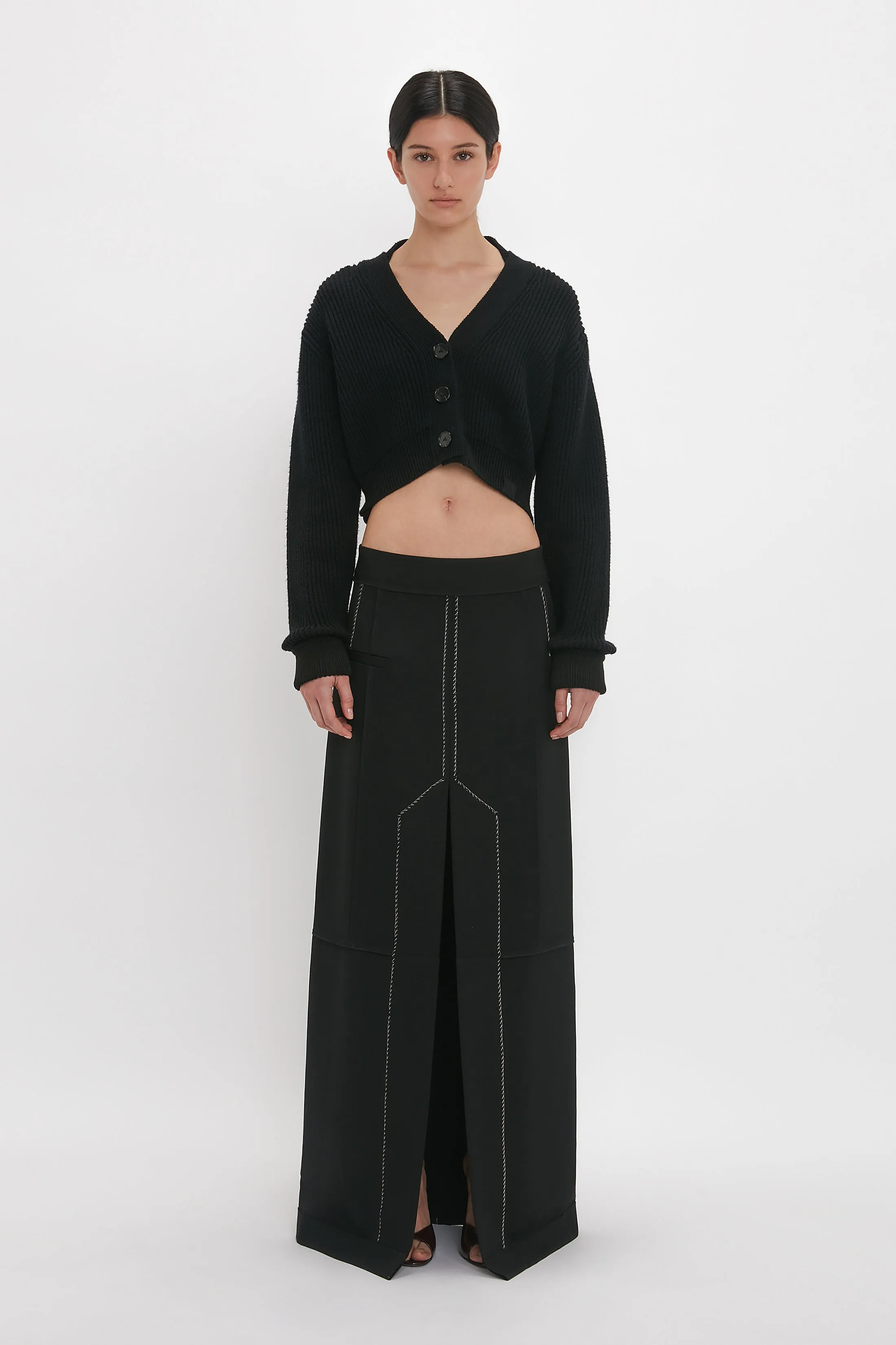 Deconstructed Floor-Length Skirt In Black