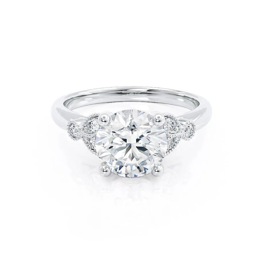 DELILAH - Round Moissanite 950 Platinum Shoulder Set Ring