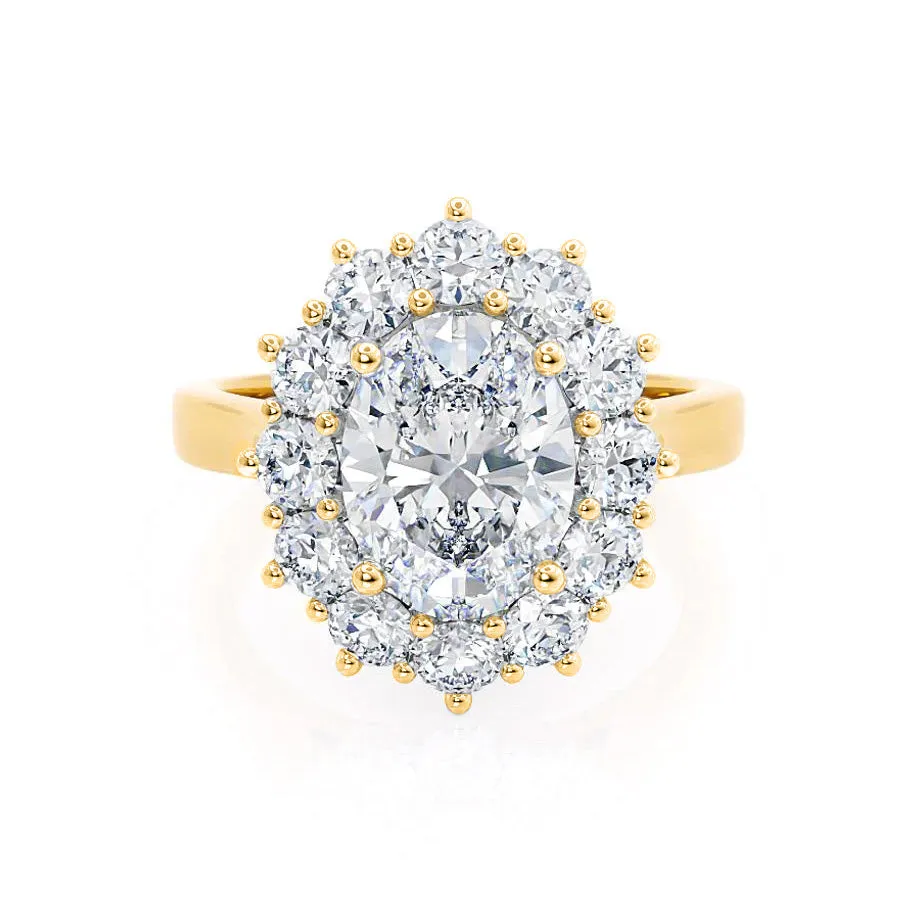 DIANA - Iconic Oval Lab Diamond 18k Yellow Gold Halo