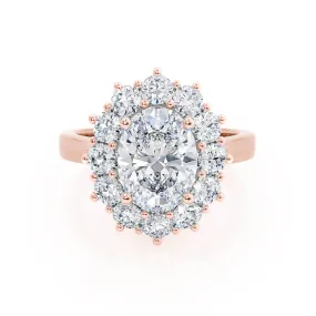 DIANA - Iconic Oval Moissanite & Lab Diamond 18k Rose Gold