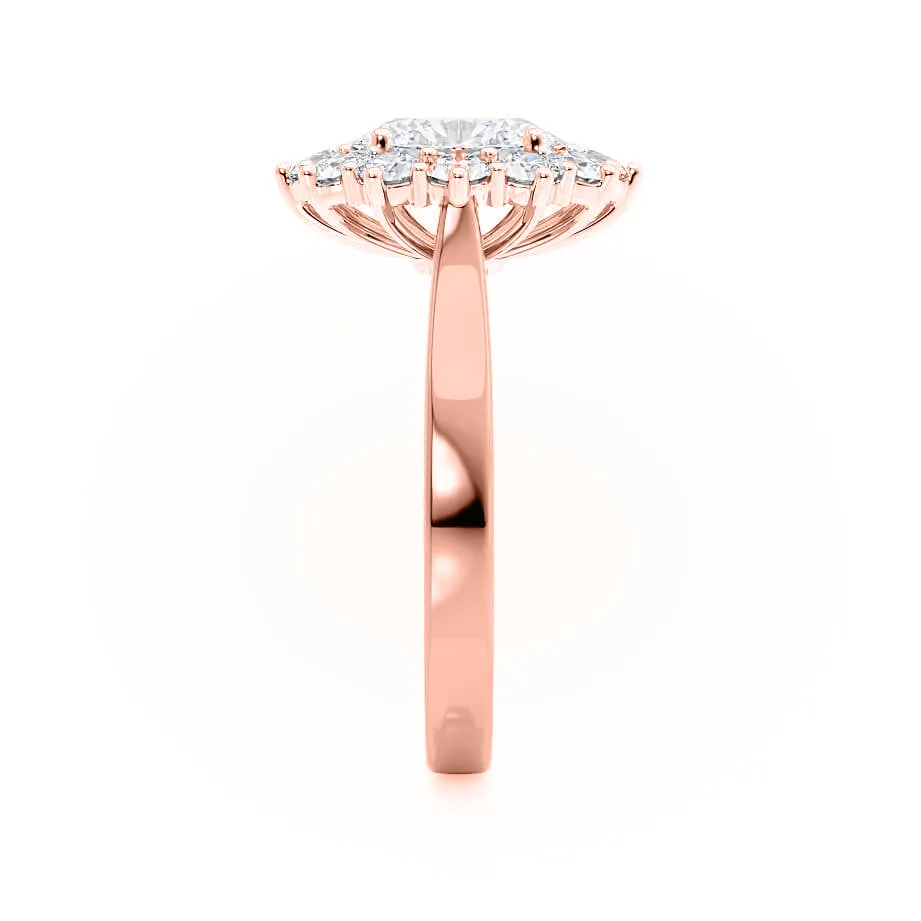 DIANA - Iconic Oval Moissanite & Lab Diamond 18k Rose Gold