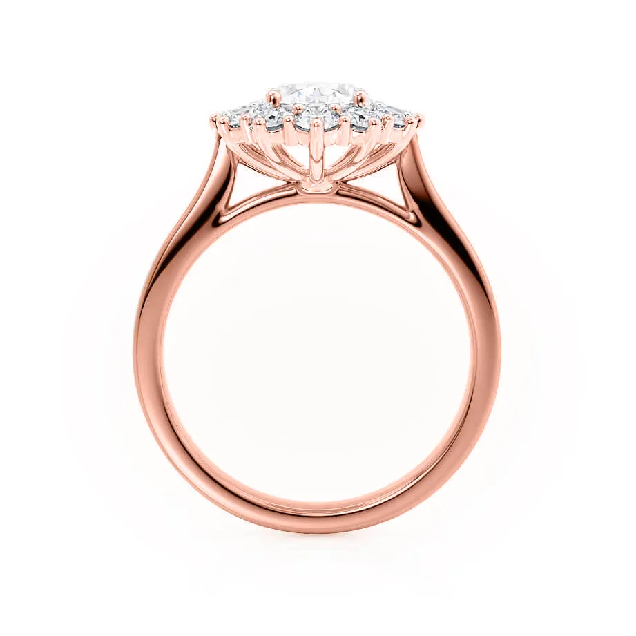 DIANA - Iconic Oval Moissanite & Lab Diamond 18k Rose Gold